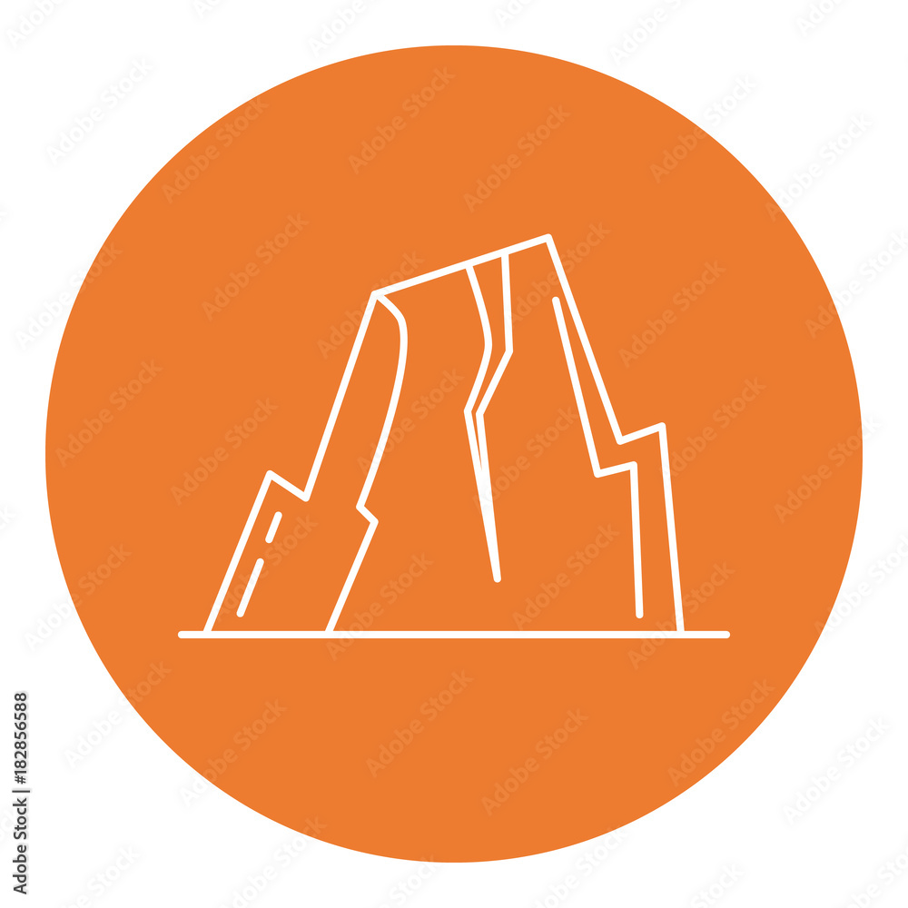 Mountain with ledges icon in thin line style Mountain with ledges icon in thin line style