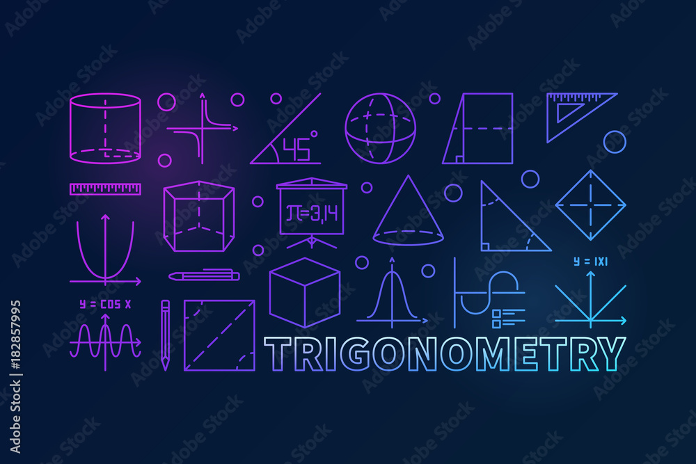 Trigonometry vector colorful illustration or banner