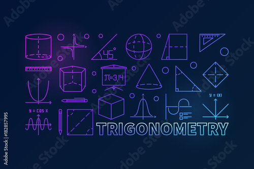 Trigonometry vector colorful illustration or banner