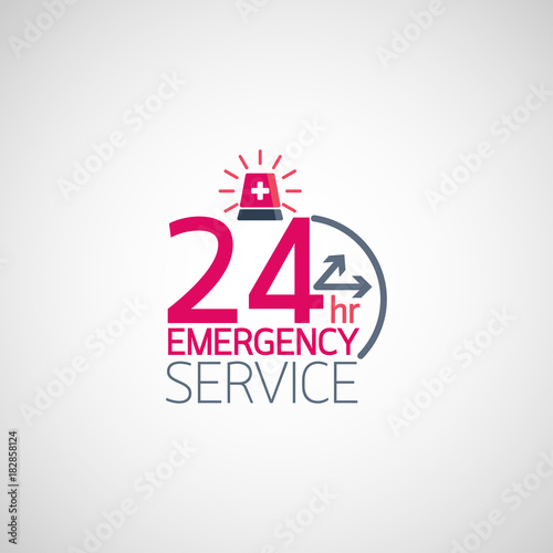 24hr Emergency service logo. Vector illustration. photo