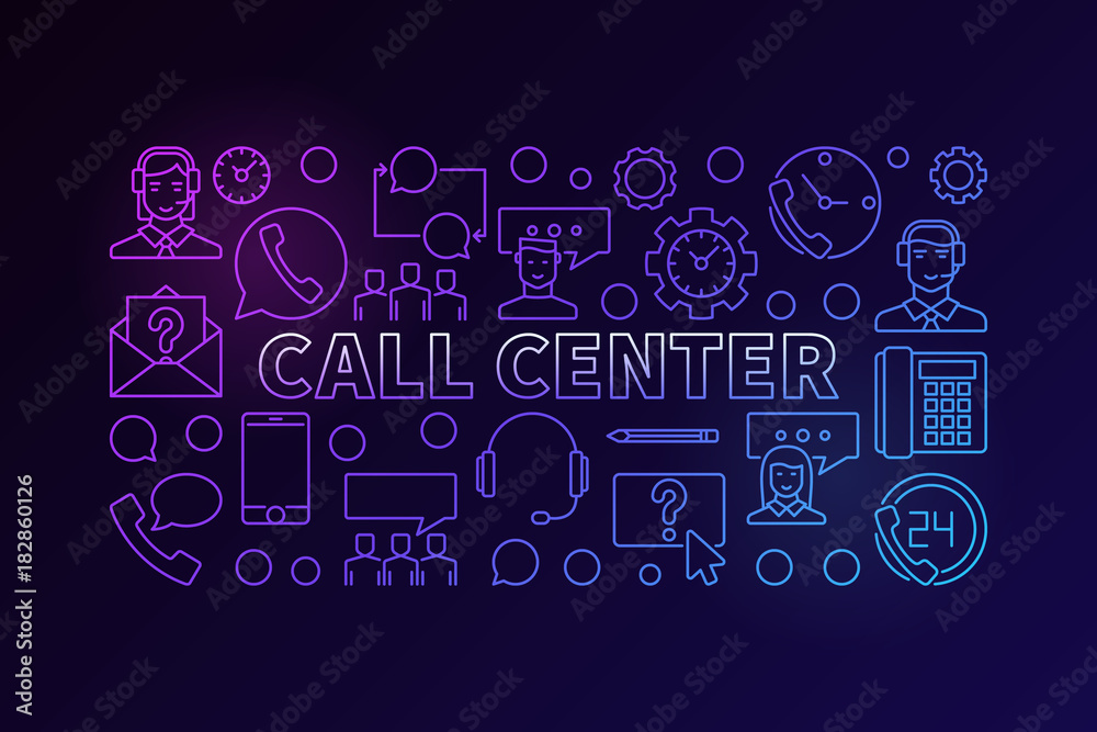 Call center colorful illustration - vector modern banner