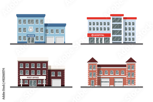 Set of city buildings