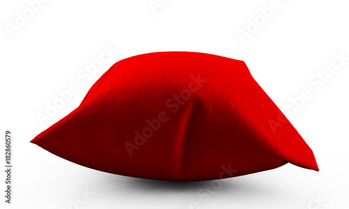 3d render of Royal red velvet pillow isolated on white background