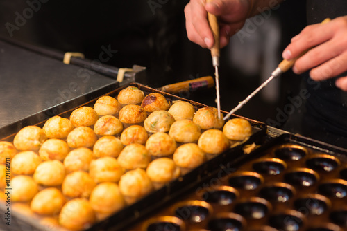 Photos Process to cooking takoyaki most popular delicious snack of japan