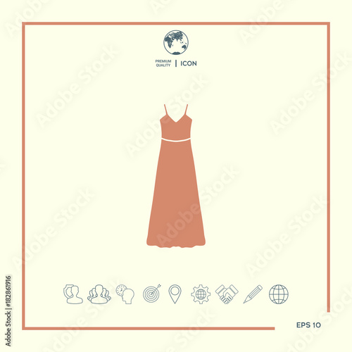 Long Dress, Evening dress or sundress with belt , the silhouette. Menu item in the web design