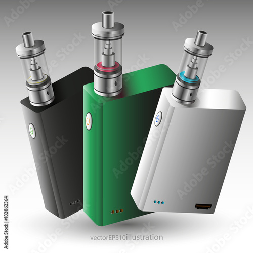 Vip electronic cigarette set in different colors vector illustration