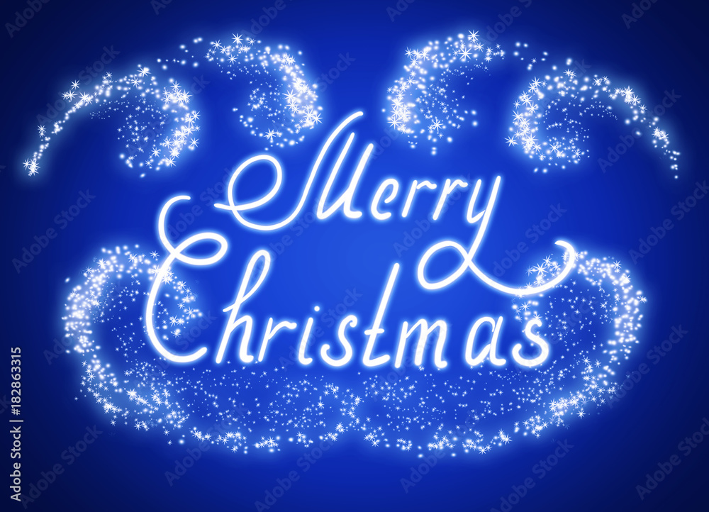 Christmas glowing background with snow frame and inscription