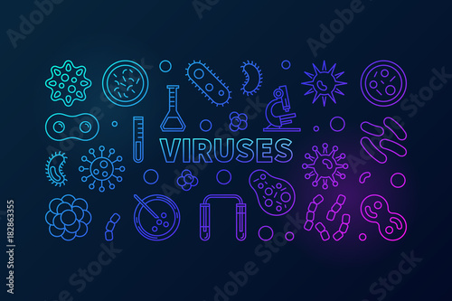 Viruses colorful illustration. Vector virus and bacteria banner
