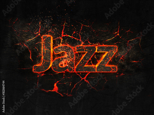 Photography Jazz Fire text flame burning hot lava explosion background.