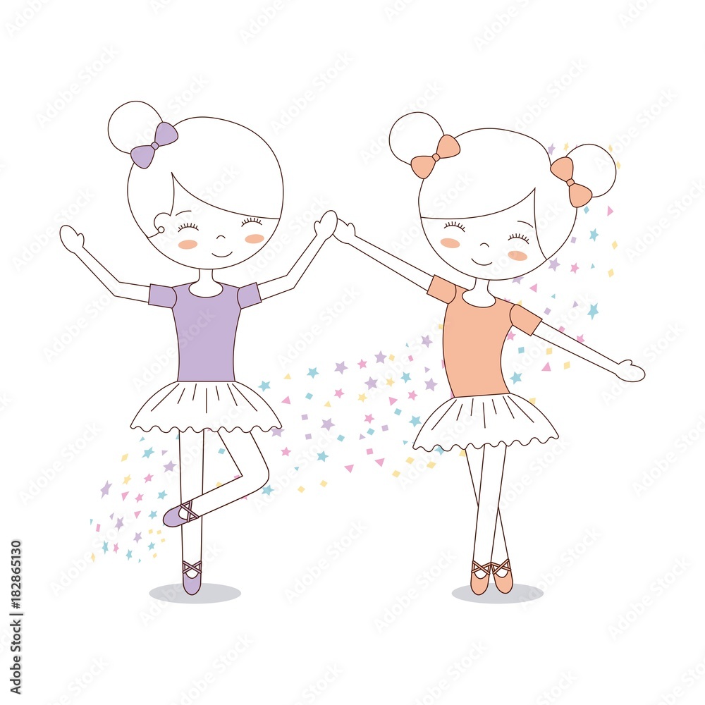 cute two girl ballerinas with tutu dress image vector illustration cute two girl ballerinas with tutu dress image vector illustration
