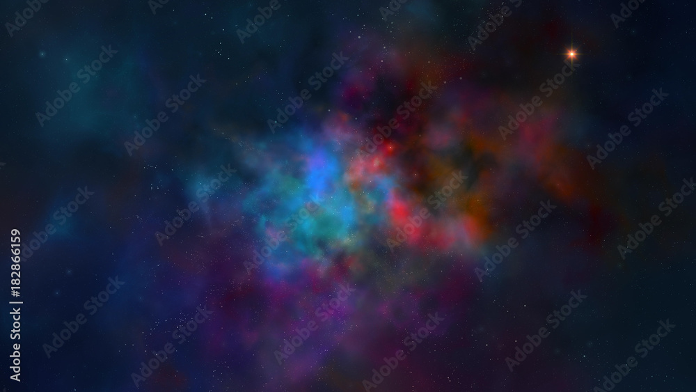 Abstract scientific background - galaxy and nebula in space. Space nebula, for use with projects on science, research, and education, illustration. 