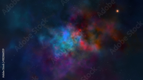 Fototapeta Naklejka Na Ścianę i Meble -  Abstract scientific background - galaxy and nebula in space. Space nebula, for use with projects on science, research, and education, illustration. 
