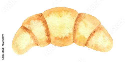Watercolor sketch with croissant. Hand drawn illustration.