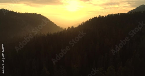 Sequoia National Park. Sunrise. Sunset. The second video is from two. Aerial drone 4K. Nov 2017 photo