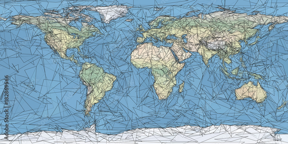 Obraz premium World Map. Artistic, Low Poly, Triangulated. Vector.