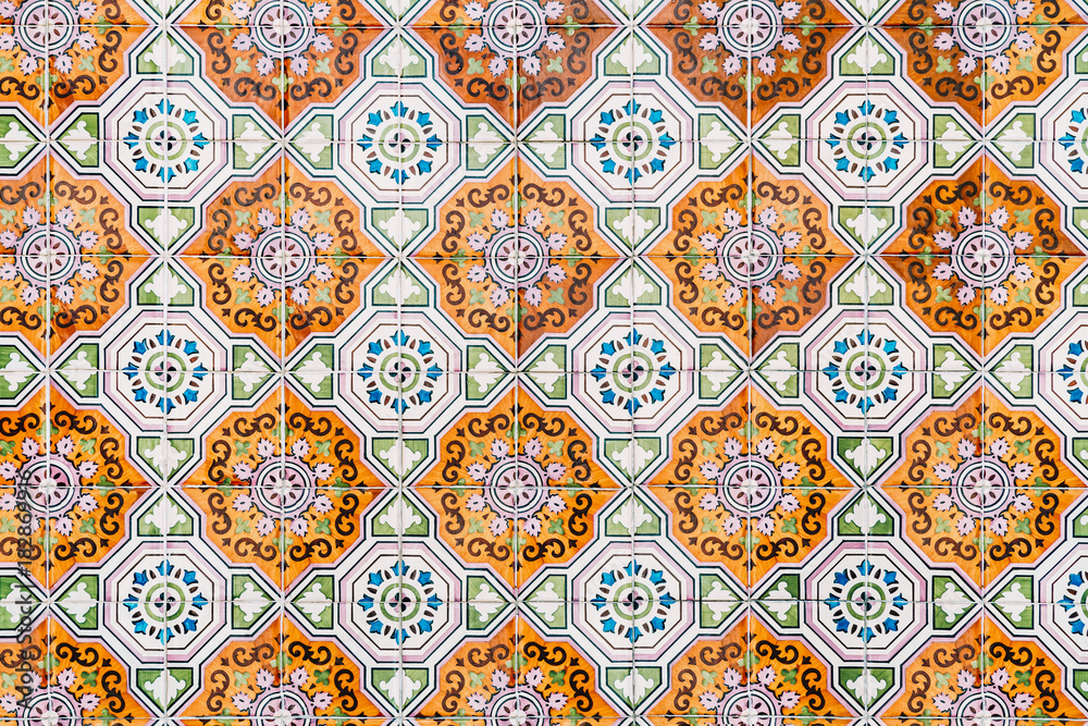 Beautiful Ceramic Wall Texture Pattern In Lisbon, Portugal Beautiful Ceramic Wall Texture Pattern In Lisbon, Portugal
