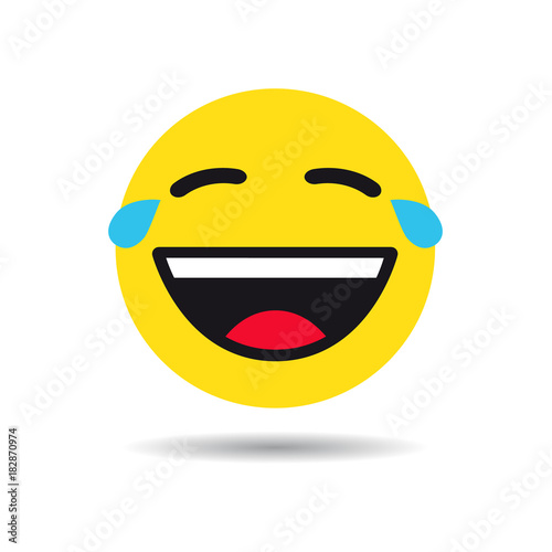 Joke emoticon or emoji symbol. Cry yellow smiley in a flat design on white background. Vector emoticon funny icon