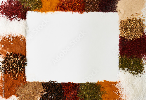 Fototapeta Naklejka Na Ścianę i Meble -  Square frame composition of spices and herbs
