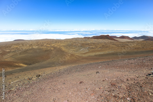 View over the landscape on summit of Mauna Kea, Hawaii
