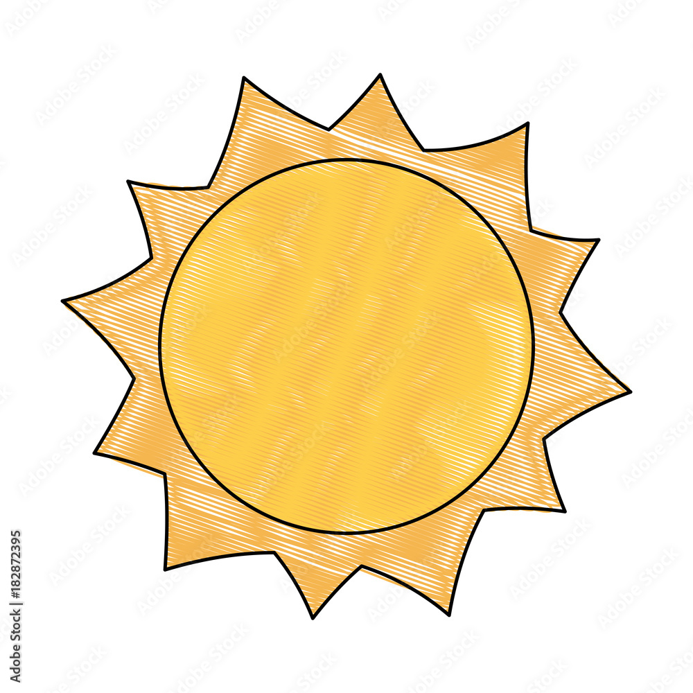 sun hot weather day sky natural vector illustration drawing Stock