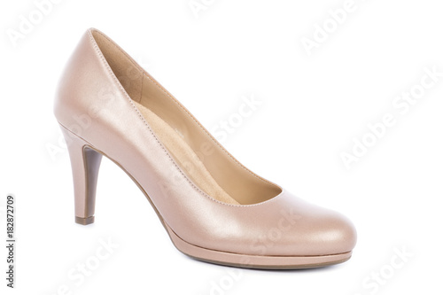 Women's Nude High Heel Pump Shoes Isolated on White