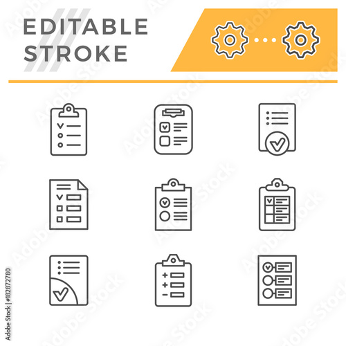 Set line icons of checklist