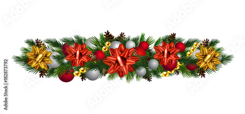 Fototapeta Naklejka Na Ścianę i Meble -  Vector Christmas Fir Decoration isolated