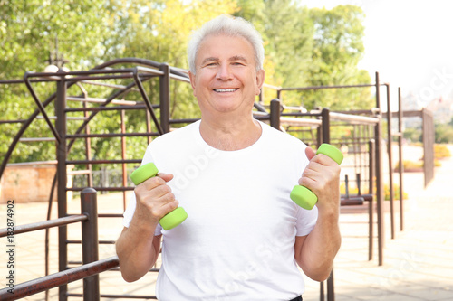 Mature man training outdoor