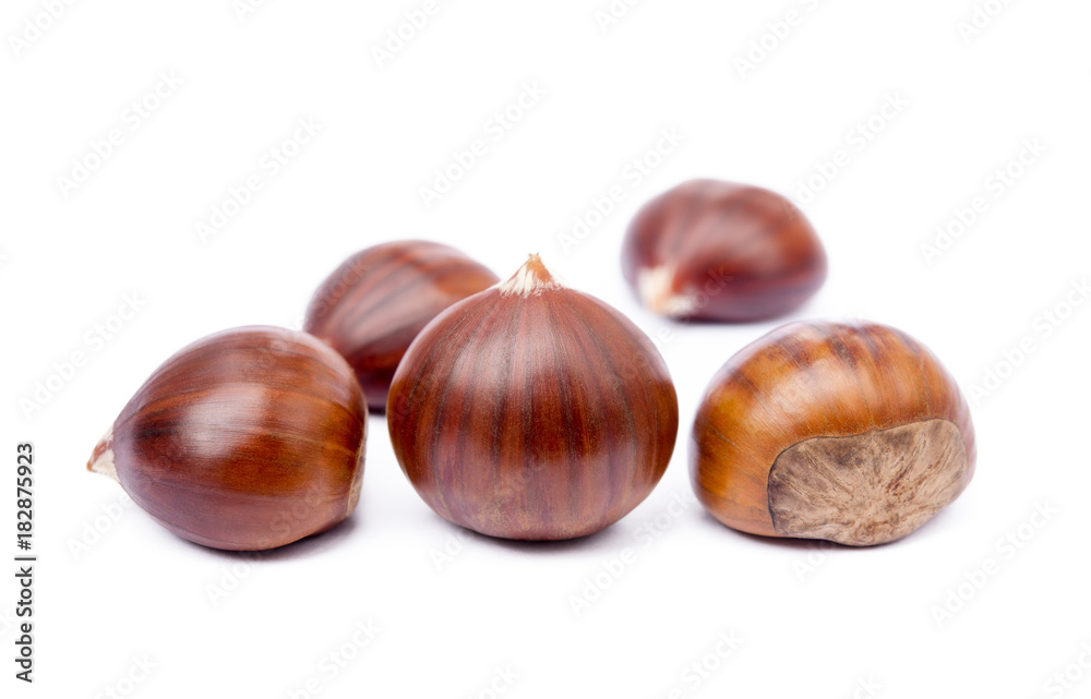 Chestnuts isolated on white background Chestnuts isolated on white background