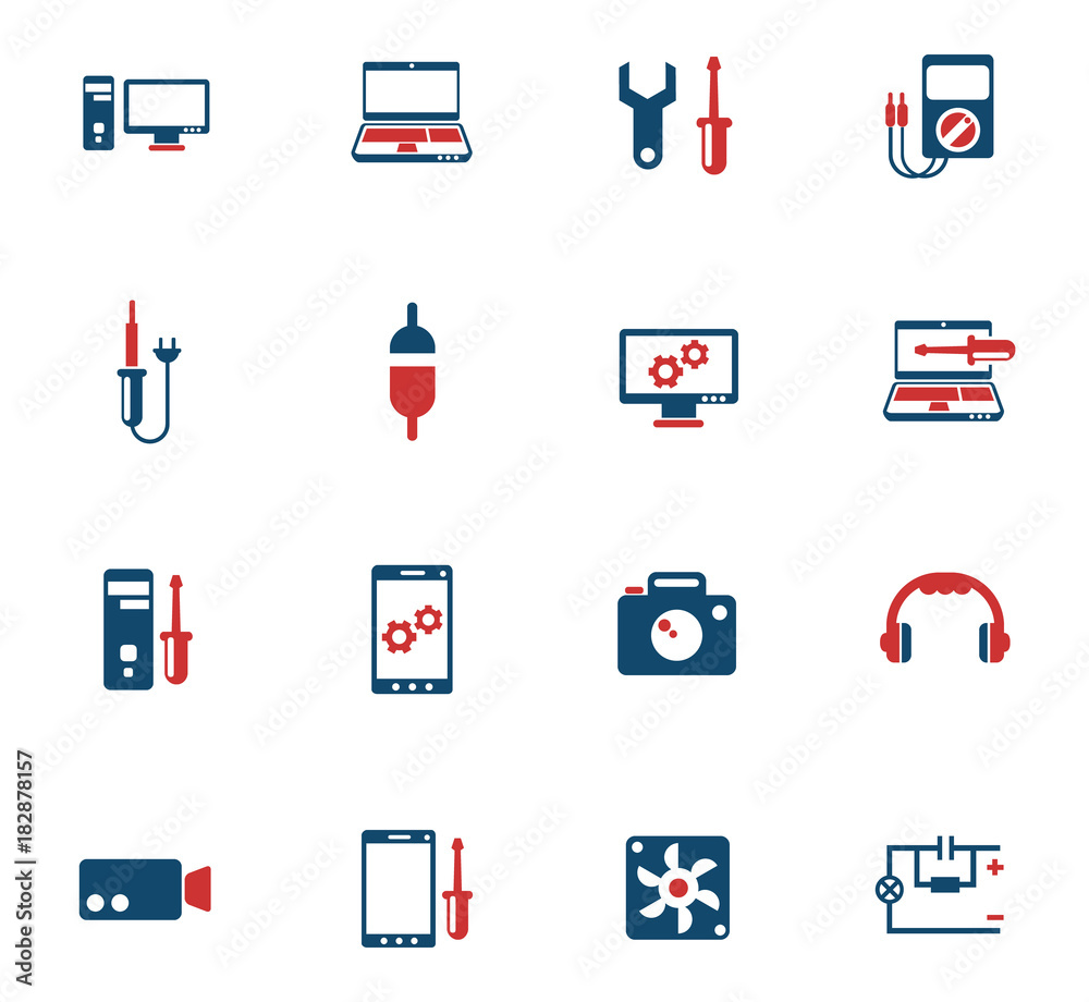 electronics repair icon set electronics repair icon set