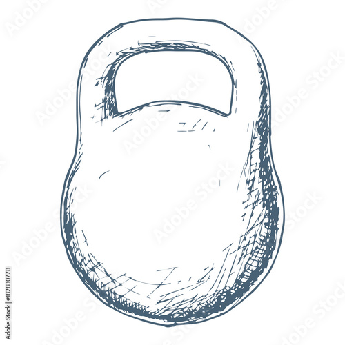 Iron kettlebell weight for exercise, cartoon illustration of gym equipment for home exercise. Vector