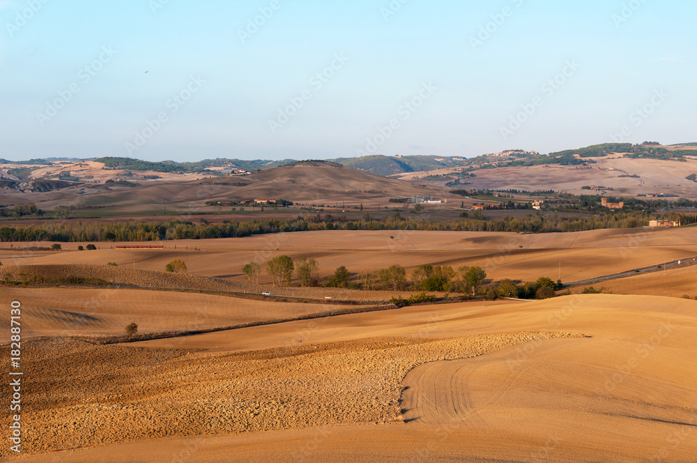 Beautiful rural autumn landscape of Val d'Orcia on the background Pienza, Tuscany, Italy. Beautiful rural autumn landscape of Val d'Orcia on the background Pienza, Tuscany, Italy.