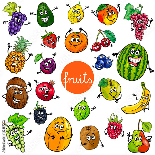 cartoon fruits characters collection