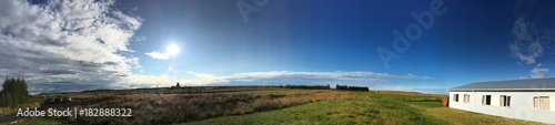 Iceland Selfoss Island Felder Fields Sunshine Panorama