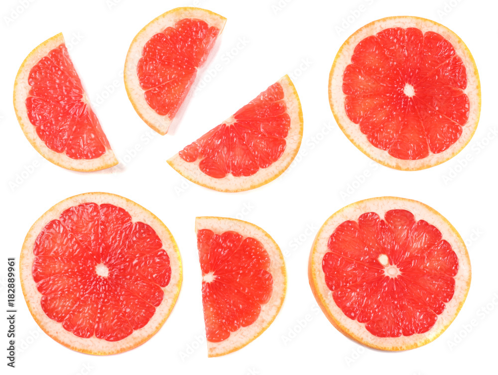 healthy food. sliced grapefruit isolated on white background top view healthy food. sliced grapefruit isolated on white background top view