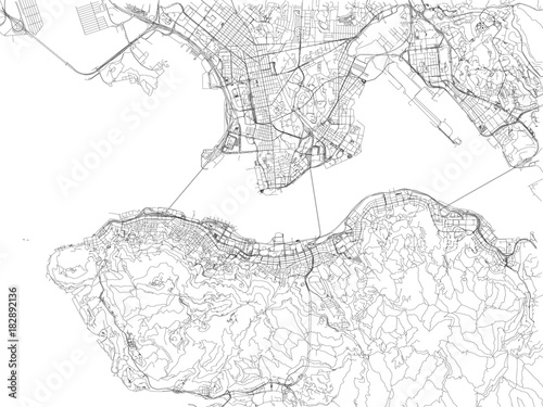 Strade di Hong Kong, mappa della città, Cina, strade