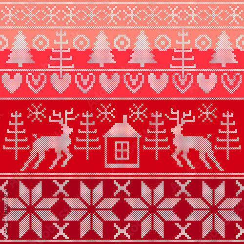 Forest spirit. Set of traditional Scandinavian Christmas patterns.