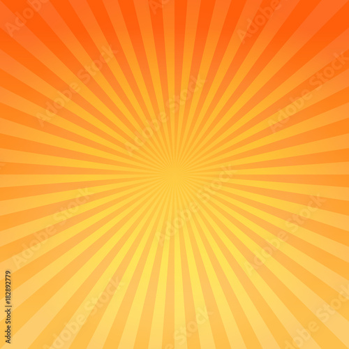 Abstract bright Yellow Orange gradient rays background. Vector