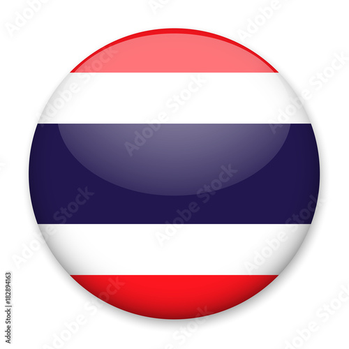 Flag of Thailand in the form of a round button with a light glare and a shadow. The symbol of Independence Day, a souvenir, a button for switching the language on the site, an icon.