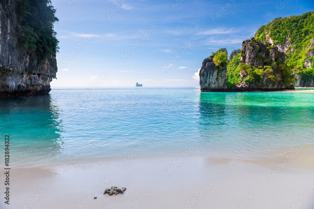 The morning photography of the bay of Hong island in Thailand