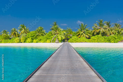 Beautiful beach landscape. Summer holiday and vacation concept. Inspirational tropical beach. Beach background banner