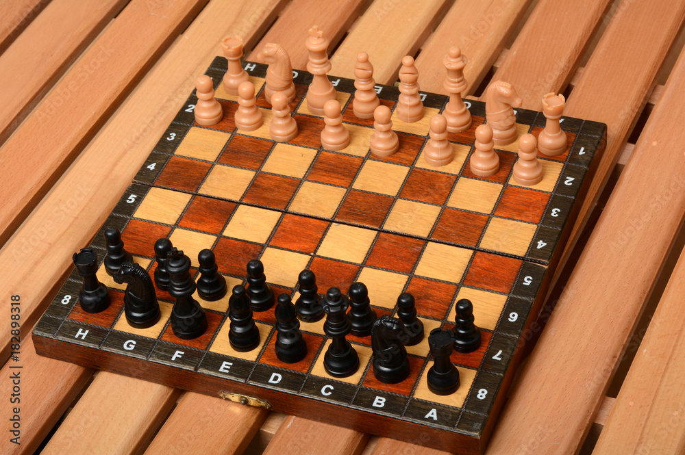 Piece of Chess Board ready to start the game Piece of Chess Board ready to start the game