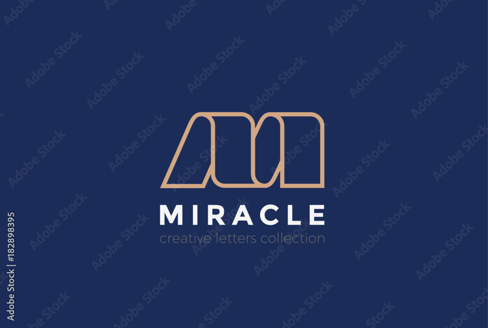 Letter M Logo ribbon design abstract vector Linear style