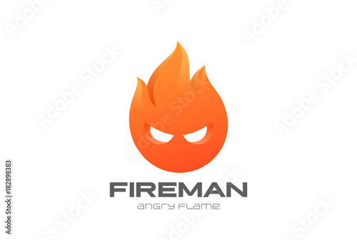 Fire Man Flame circle abstract Logo vector. Fireman Game icon