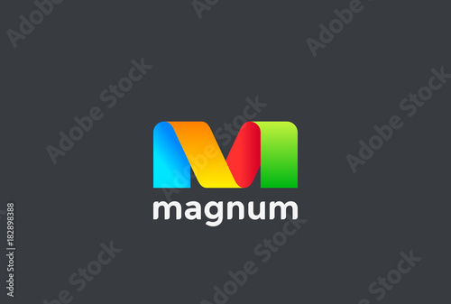 Letter M Logo colorful ribbon design abstract vector template