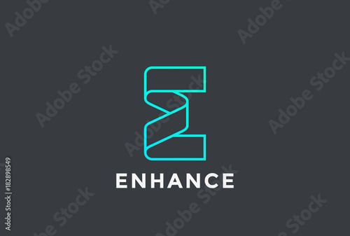 Letter E Logo ribbon design abstract vector Linear style