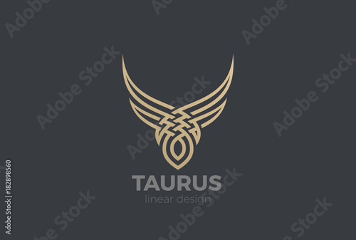 Bull Taurus silhouette Logo vector Linear. Steak house icon
