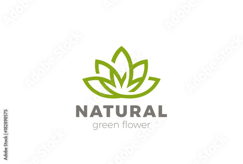 Flower Lotus abstract Logo vector. Green Luxury. Yoga icon