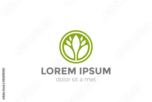 Flower circle abstract Logo vector. Green Eco Natural icon