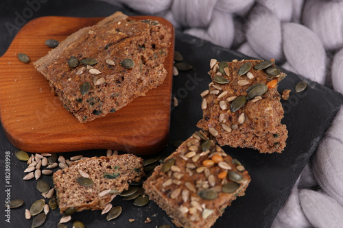 Homemade whole grain gluten free bread with seeds